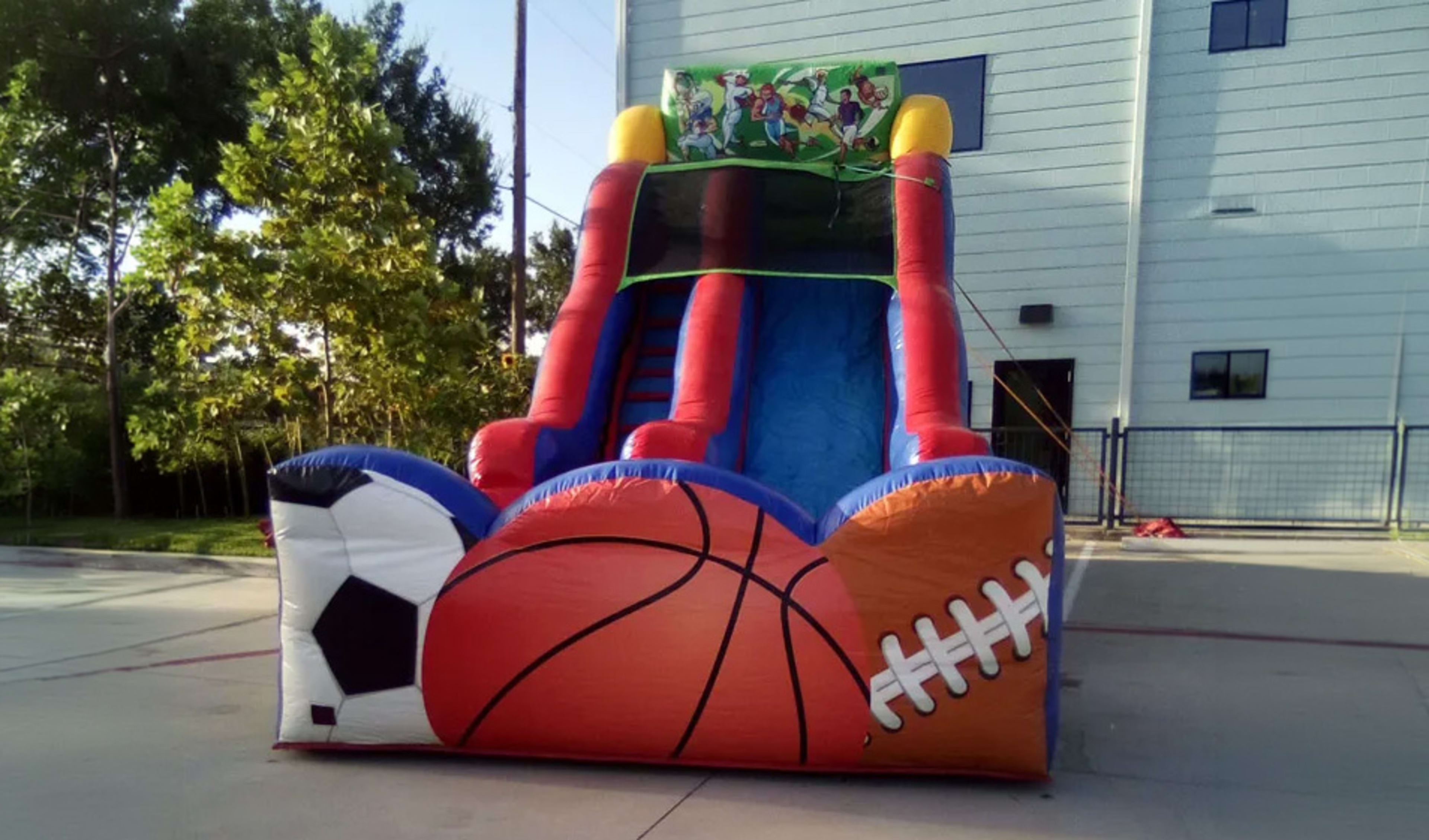 Sports Water Slide Party Rentals in backyard.