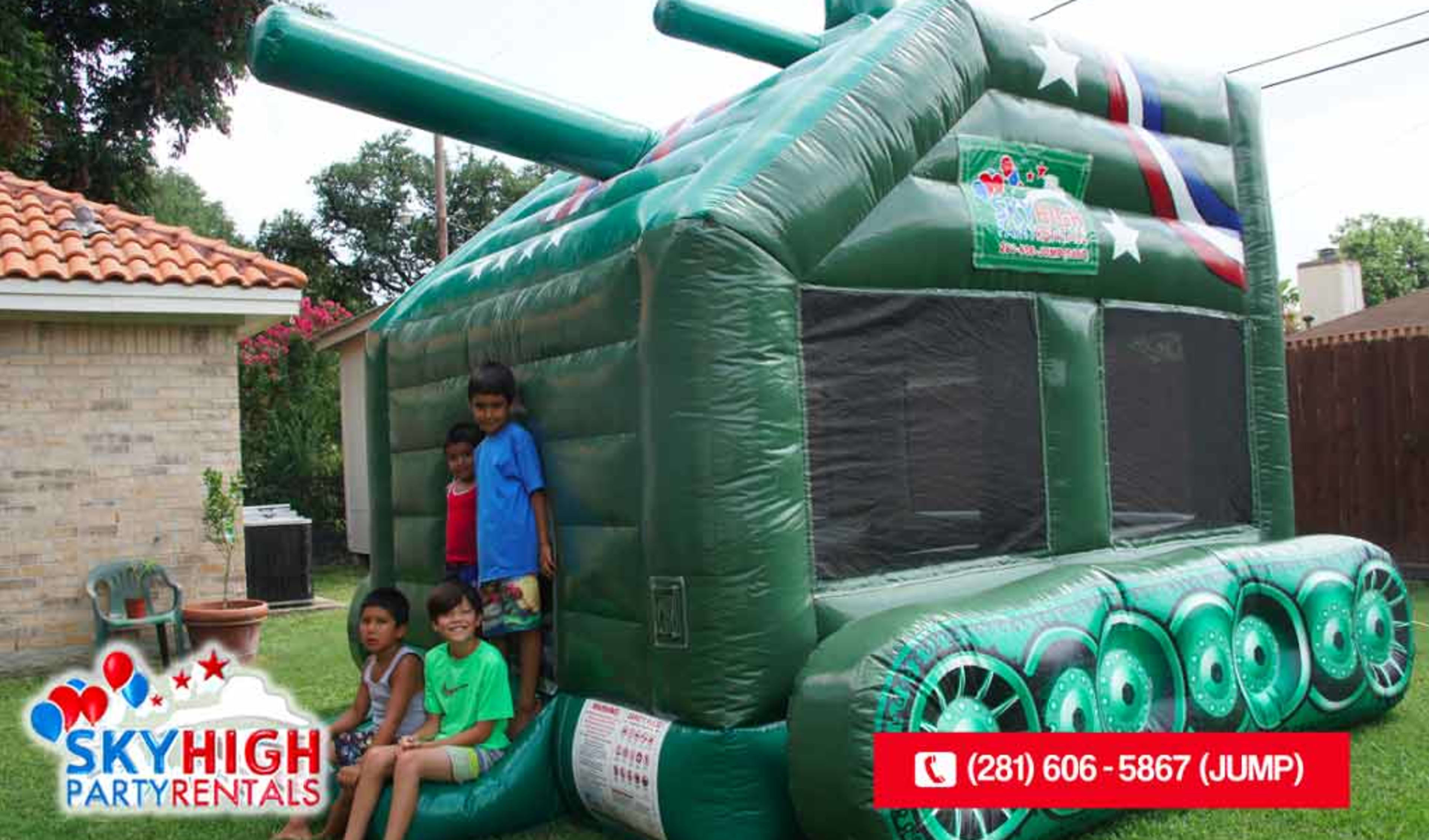 inflatable tank war moonwalk