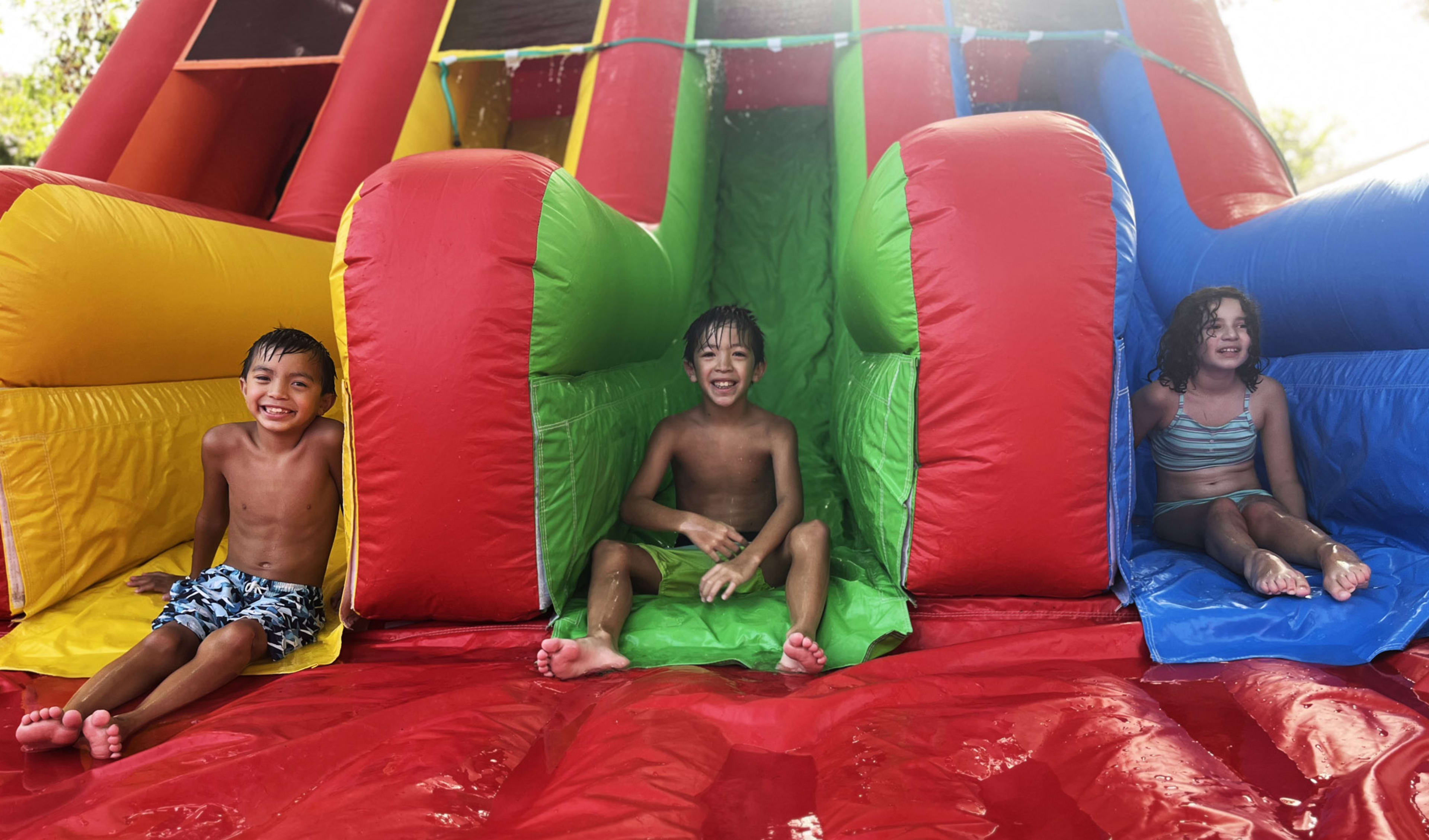 3 Lane Rainbow Toddler Water Slides