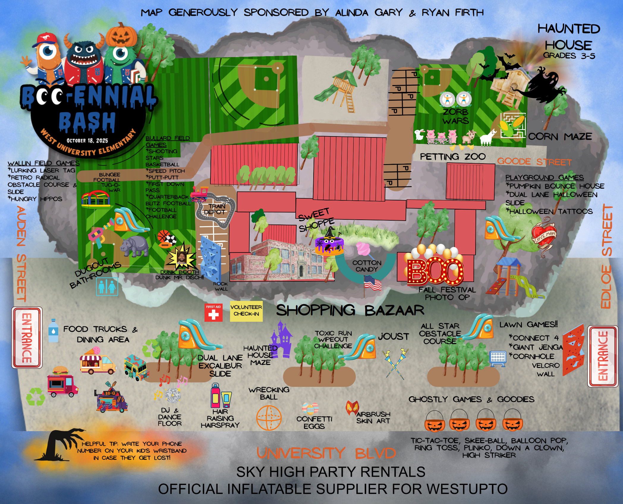 West University PTO Boo Bash Centennial Event With Bounce Houses by Sky High Party Rentals