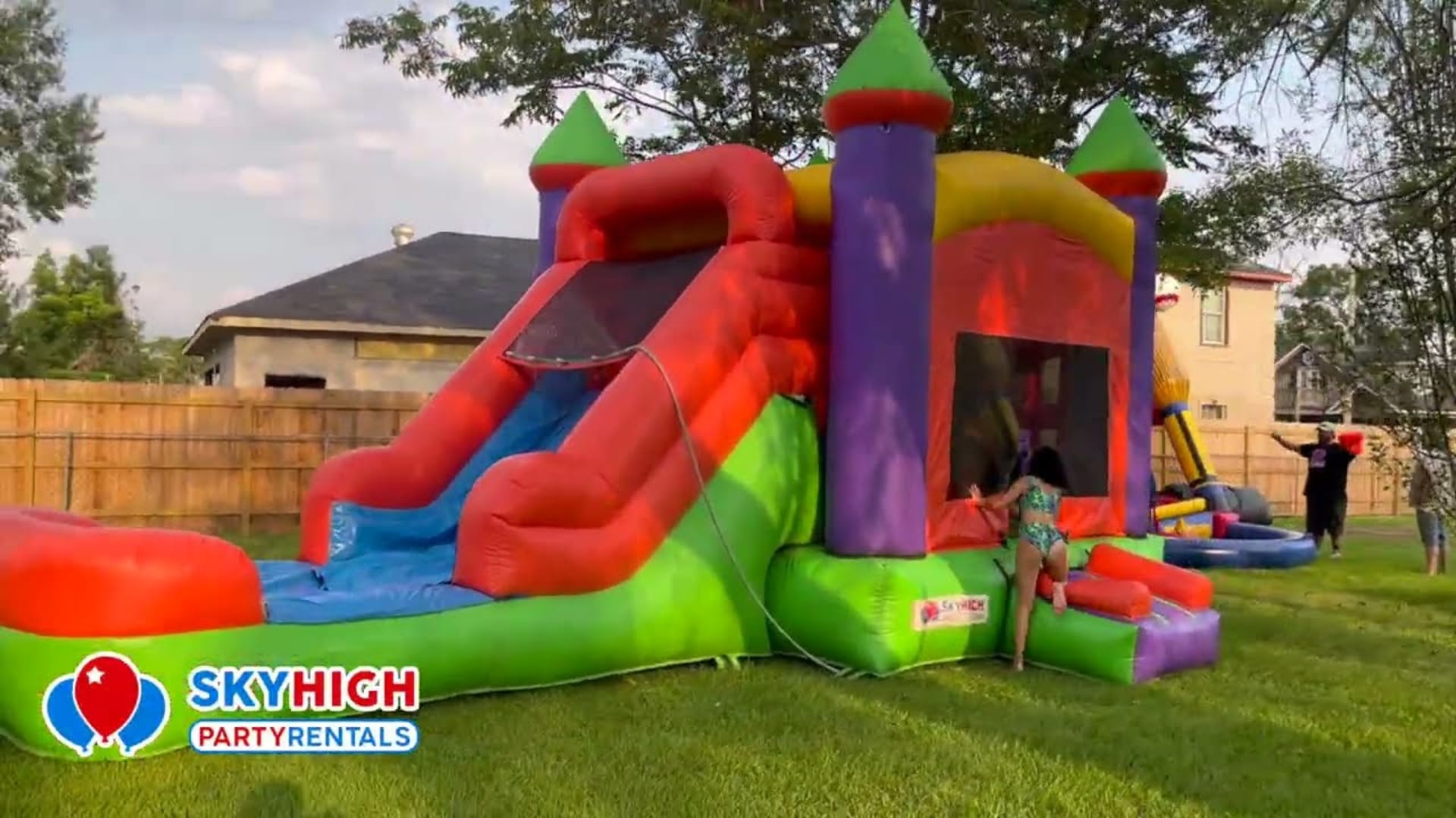 Big 3in1 Multi Color Bounce House Combo w/ (Dry or Wet/Water Slide) - Video