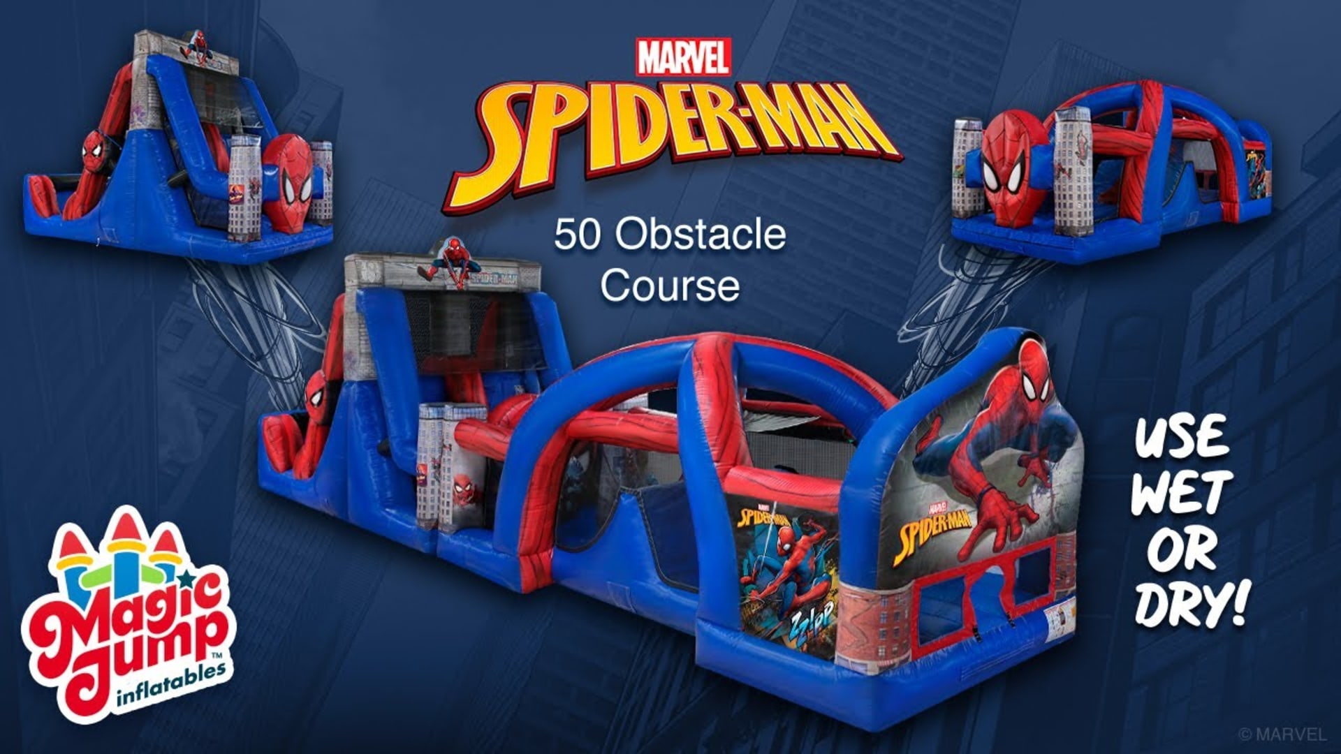 50ft Spider Man Obstacle Course w/ (Dry or Wet/Water Slide) - Video