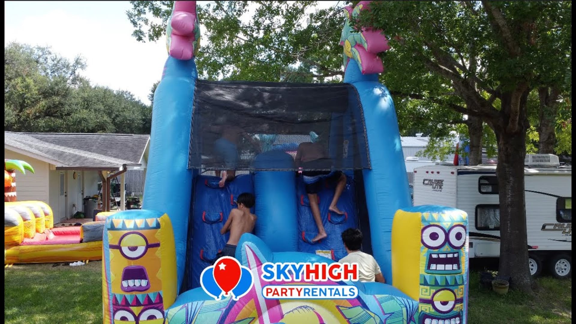 Minions Wet or Dry Water Slide (Part 2 Slide of 50ft Minions Obstacle) - Video