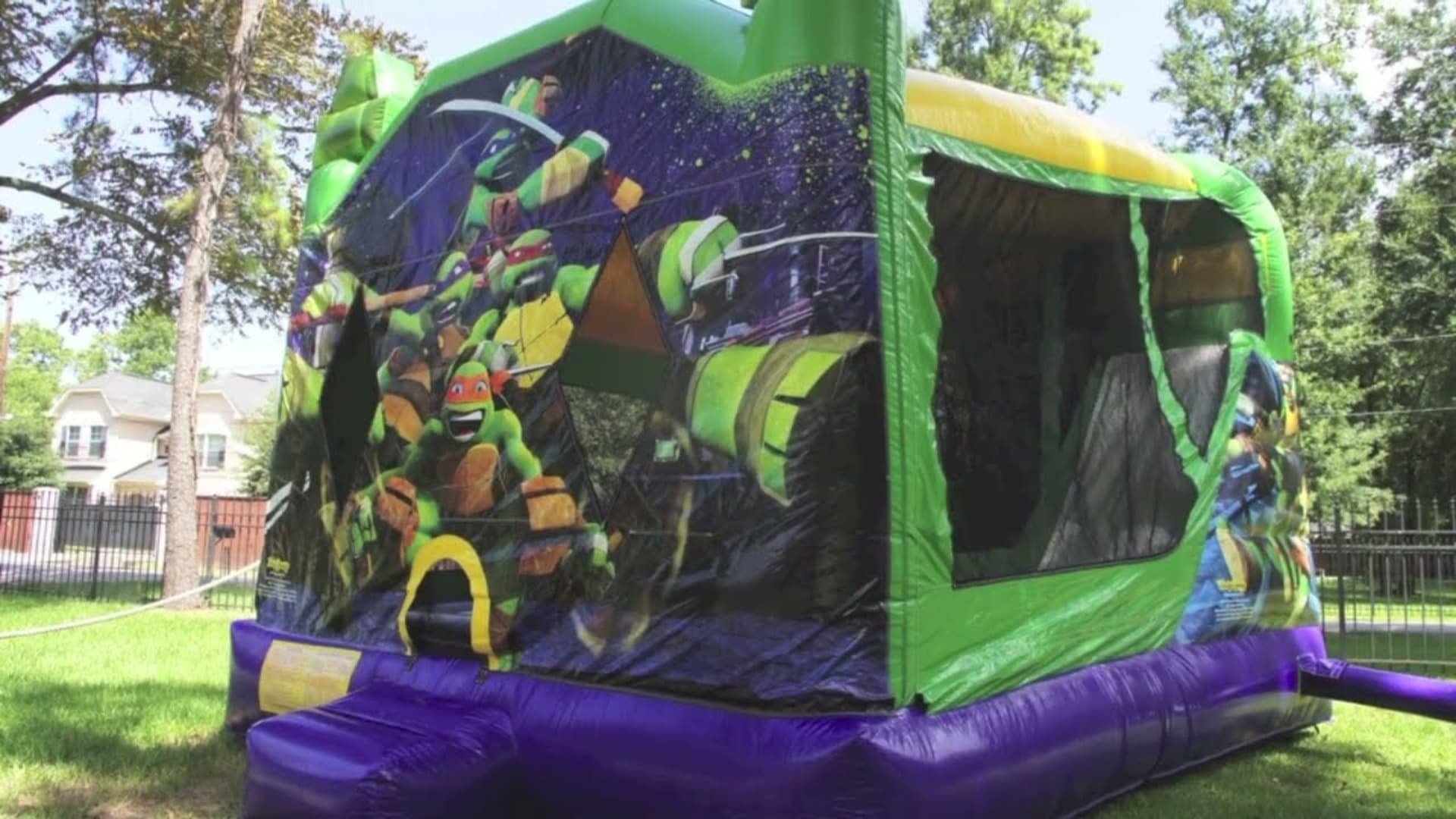 Ninja Turtle Bounce House Combo w/ (Dry or Wet/Water Slide) - Video