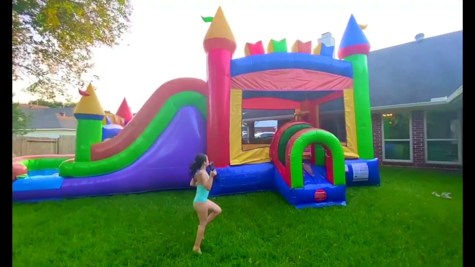 Modern Rainbow Bounce House Combo (Wet/Dry) - Video