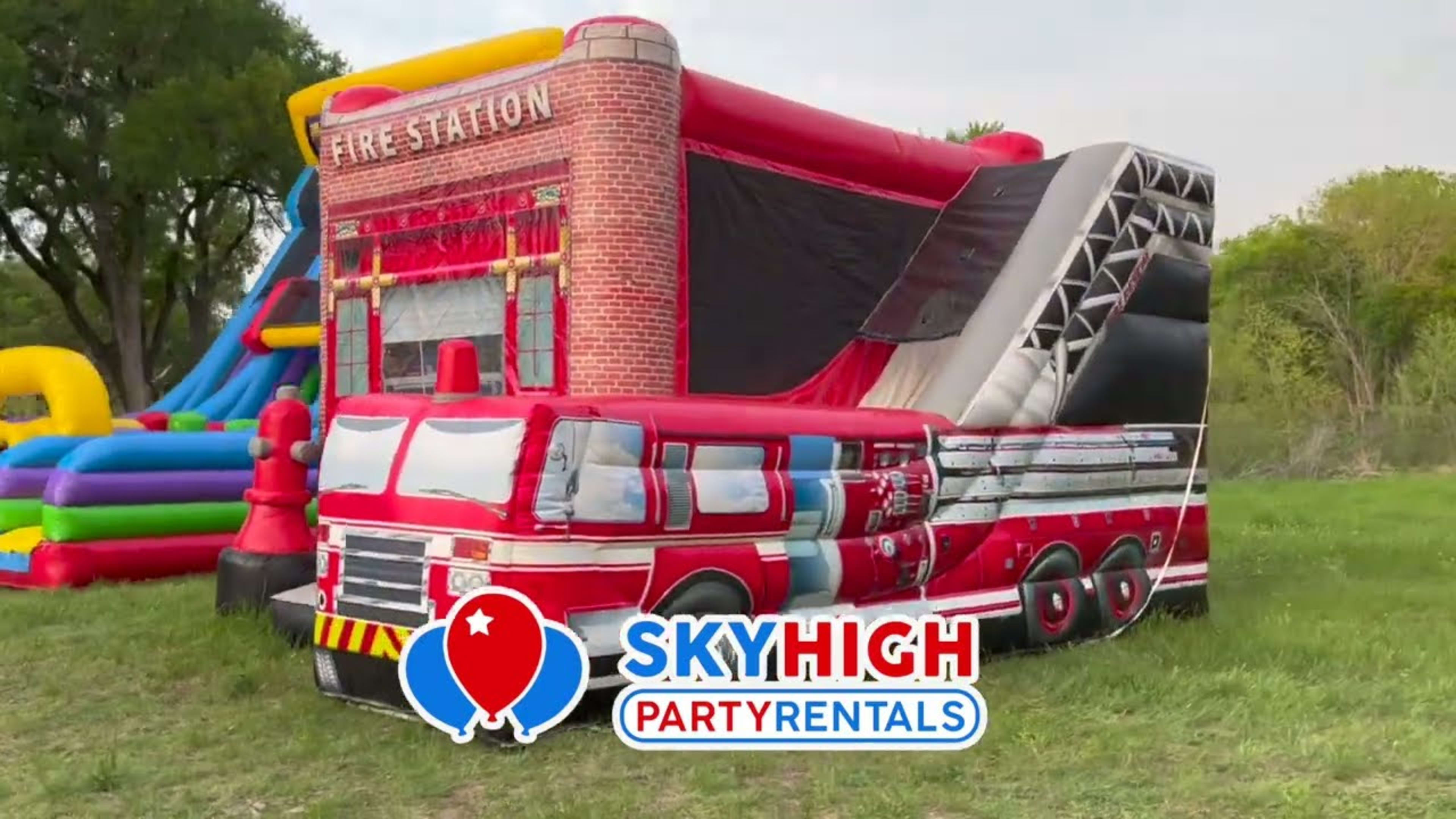 Fire Station Bounce House Combo w/ (Dry or Wet/Water Slide) - Video