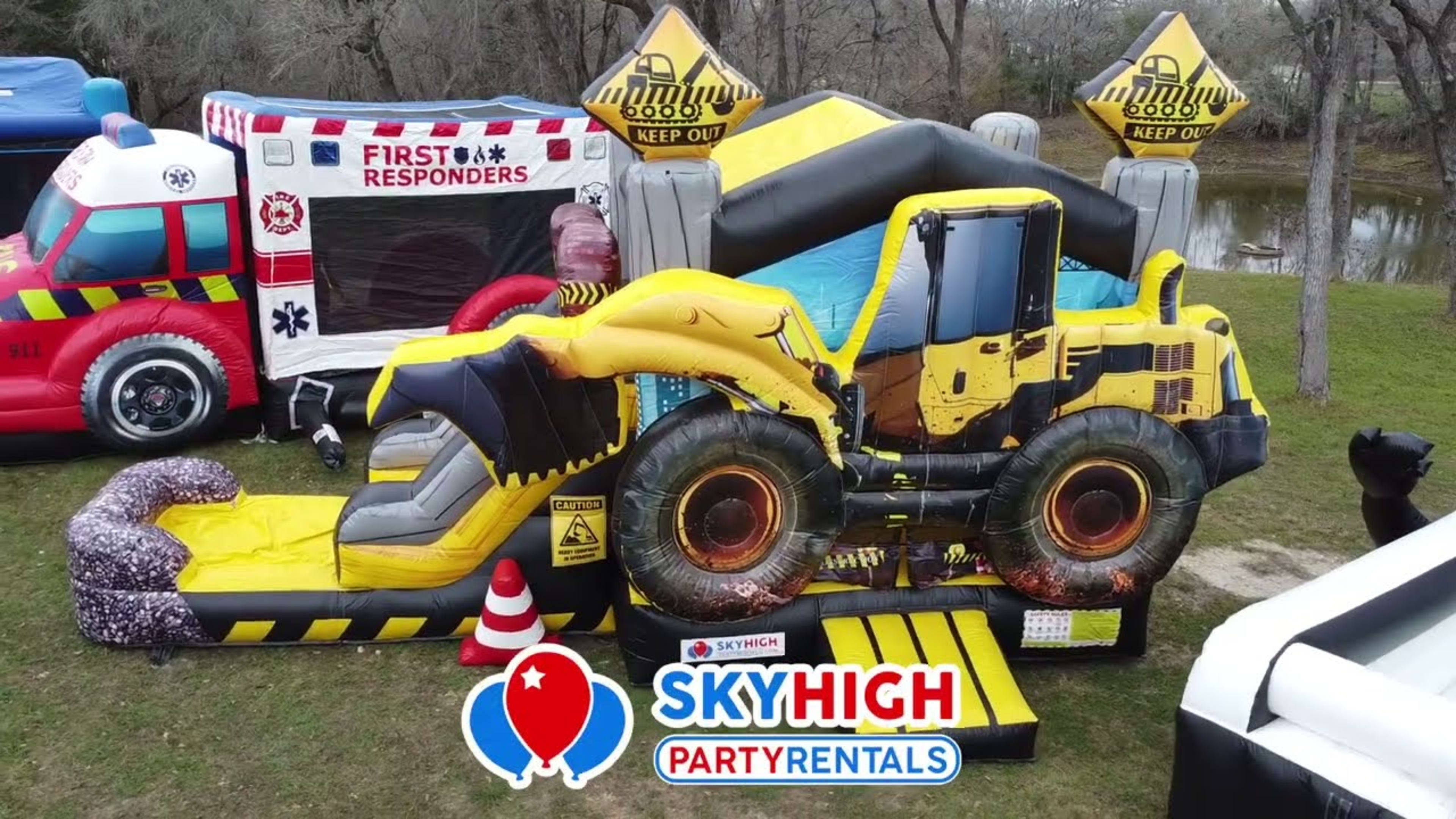 Excavator Bounce House Combo w/ (Dry or Wet/Water Slide) - Video