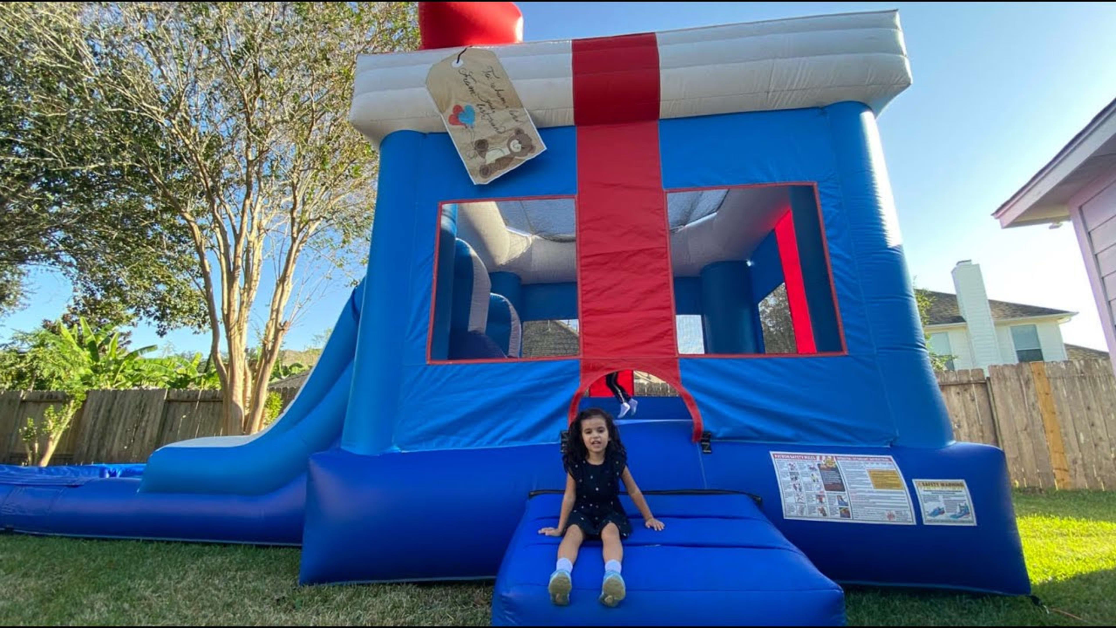 3in1 Birthday / Gift Box EZ Bounce House Combo w/ Wet or Dry Slide - Video