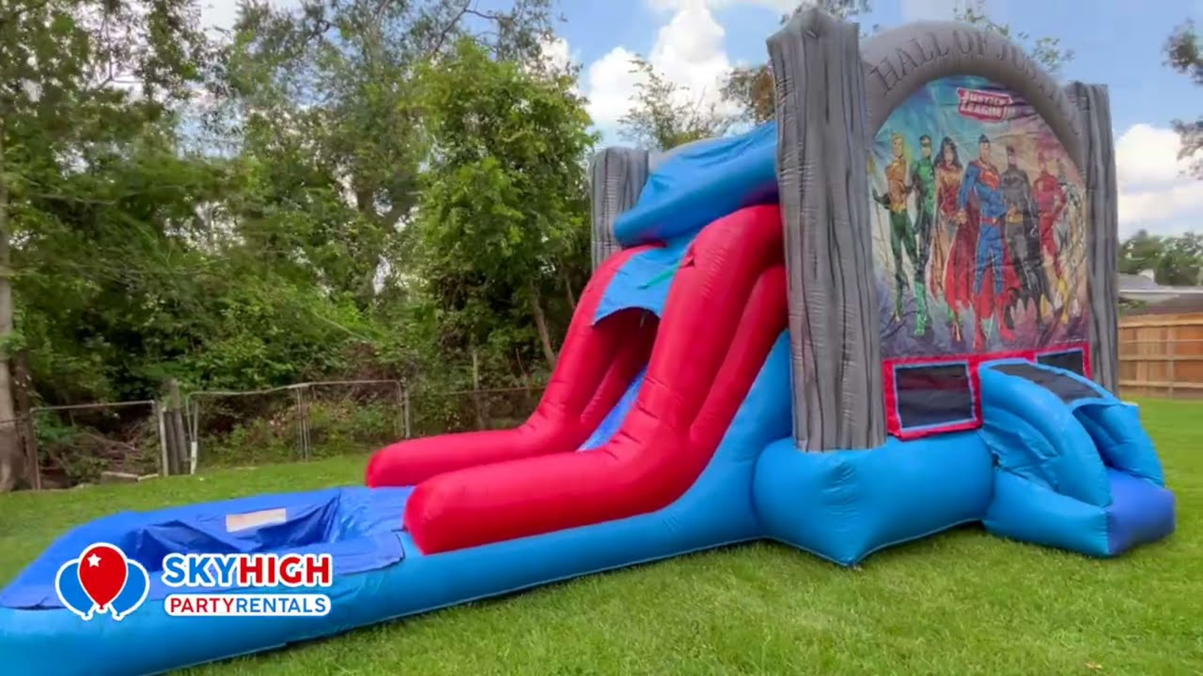 Justice League EZ Bounce House Combo w/ (Dry or Wet/Water Slide) - Video