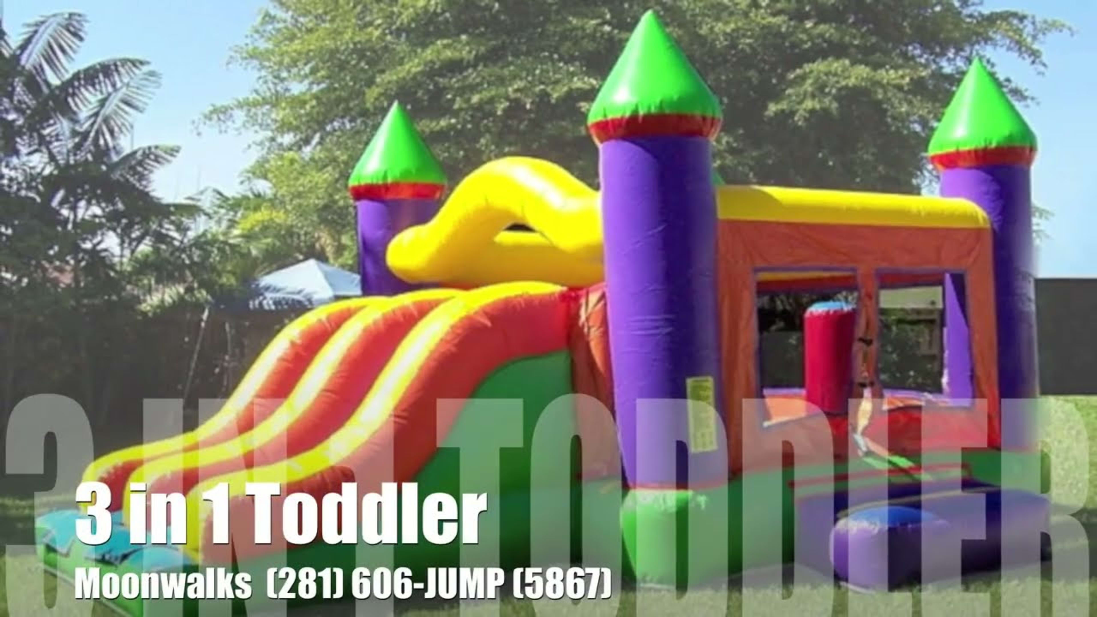 3-in-1 Toddler Bounce House Moonwalk - Video