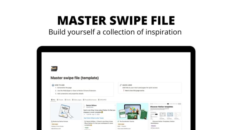 Master Swipe File | Prototion | Buy Notion Template