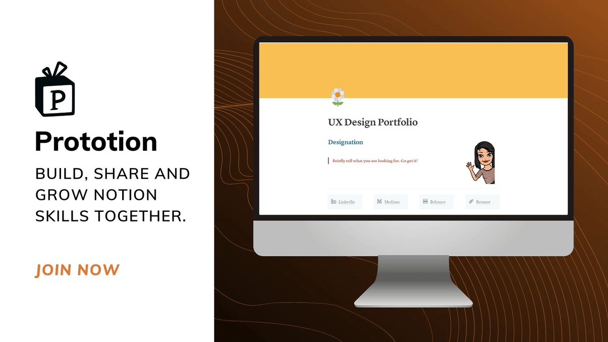 UX Designer Portfolio | Free Notion Template | Prototion