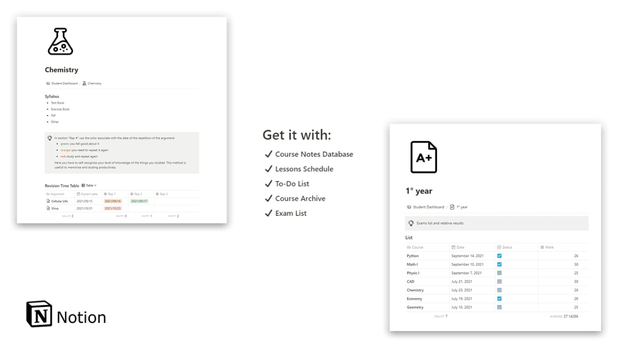 Student Dashboard | Notion Template | Prototion