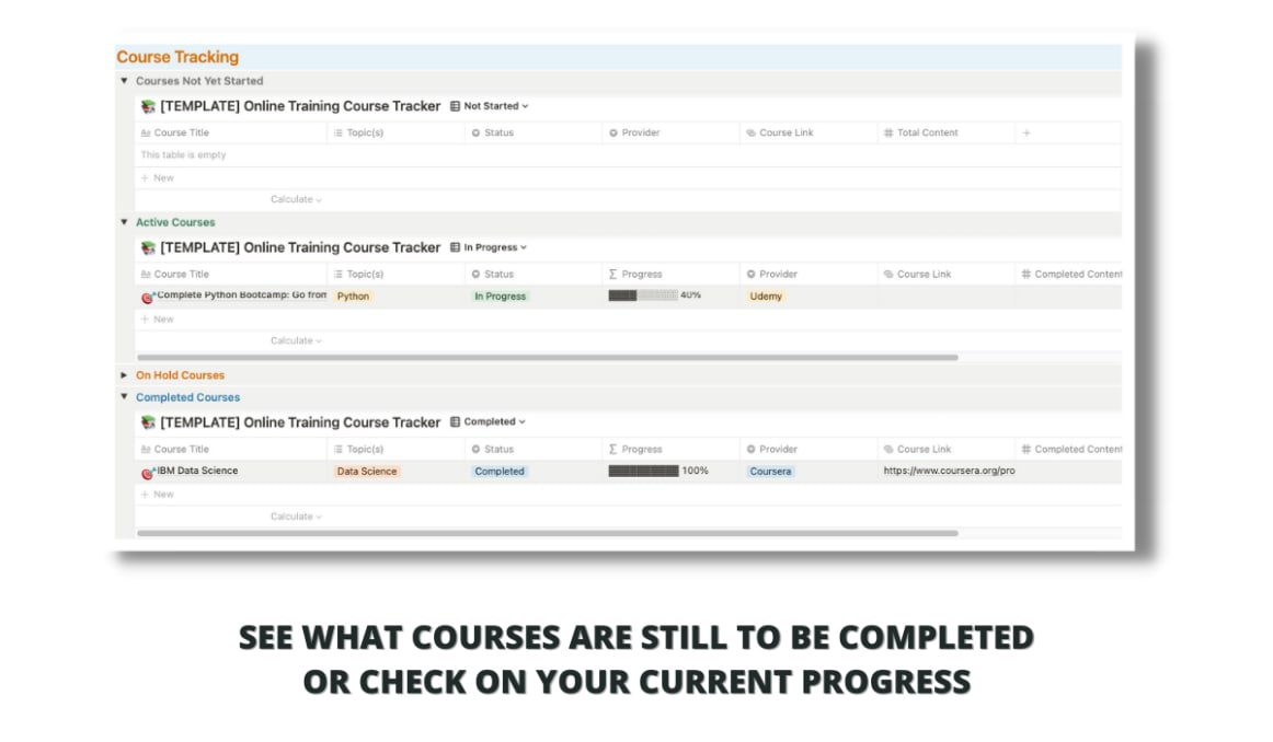 Online Training Dashboard | Prototion | Buy Notion Template
