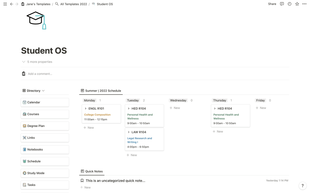 Student OS | Prototion | Get Notion Template
