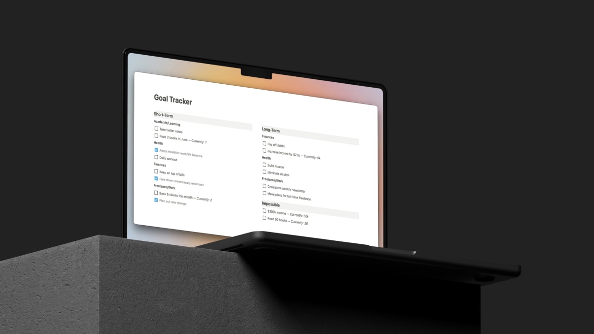 Goal Tracker | Prototion | Buy Notion Template