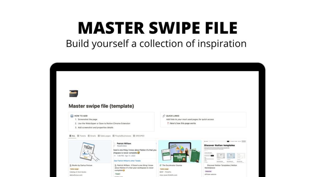 Master Swipe File | Prototion | Buy Notion Template