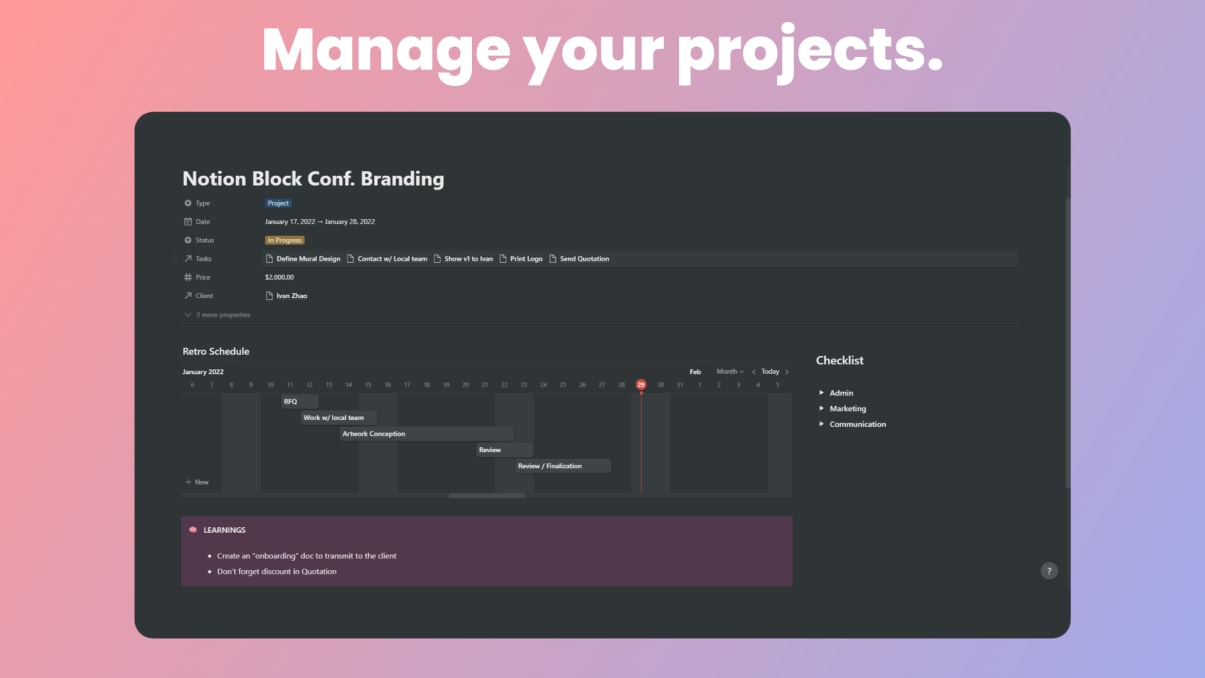Ultimate Freelancer Dashboard | Notion Template