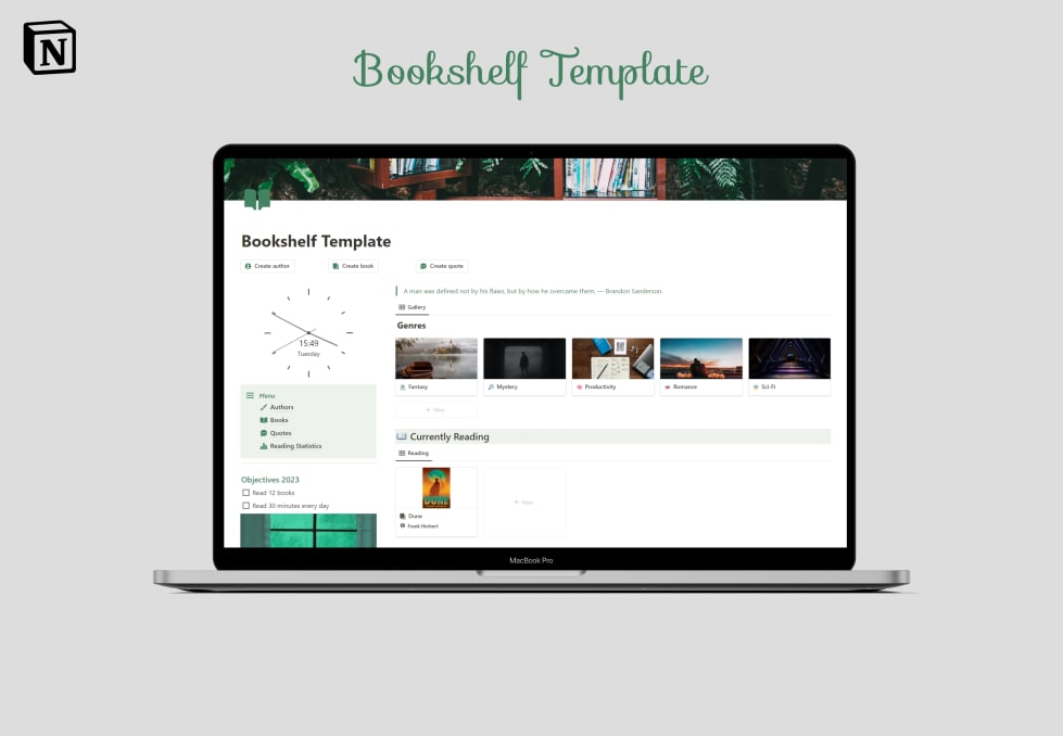 Notion Bookshelf Template| Prototion | Free Notion Template