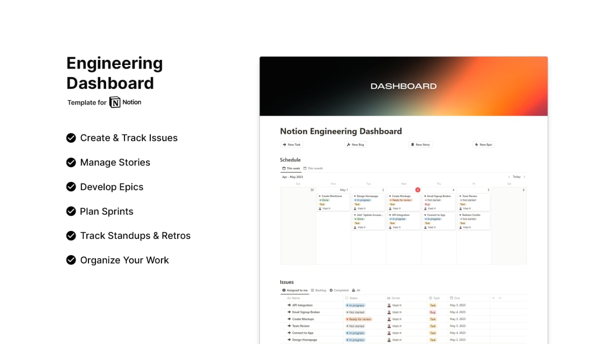 Notion Engineering Dashboard - Notion Template