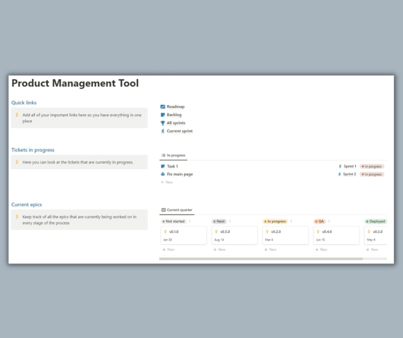 Product Management Tool | Prototion | Buy Notion Template