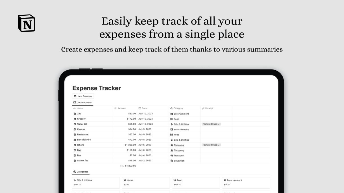 Notion Expense Tracker | Prototion | Get Notion Template