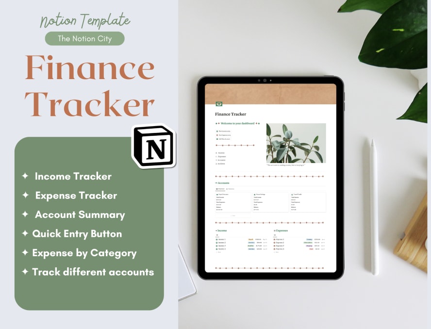 Aesthetic Notion Template Finance Tracker | Prototion