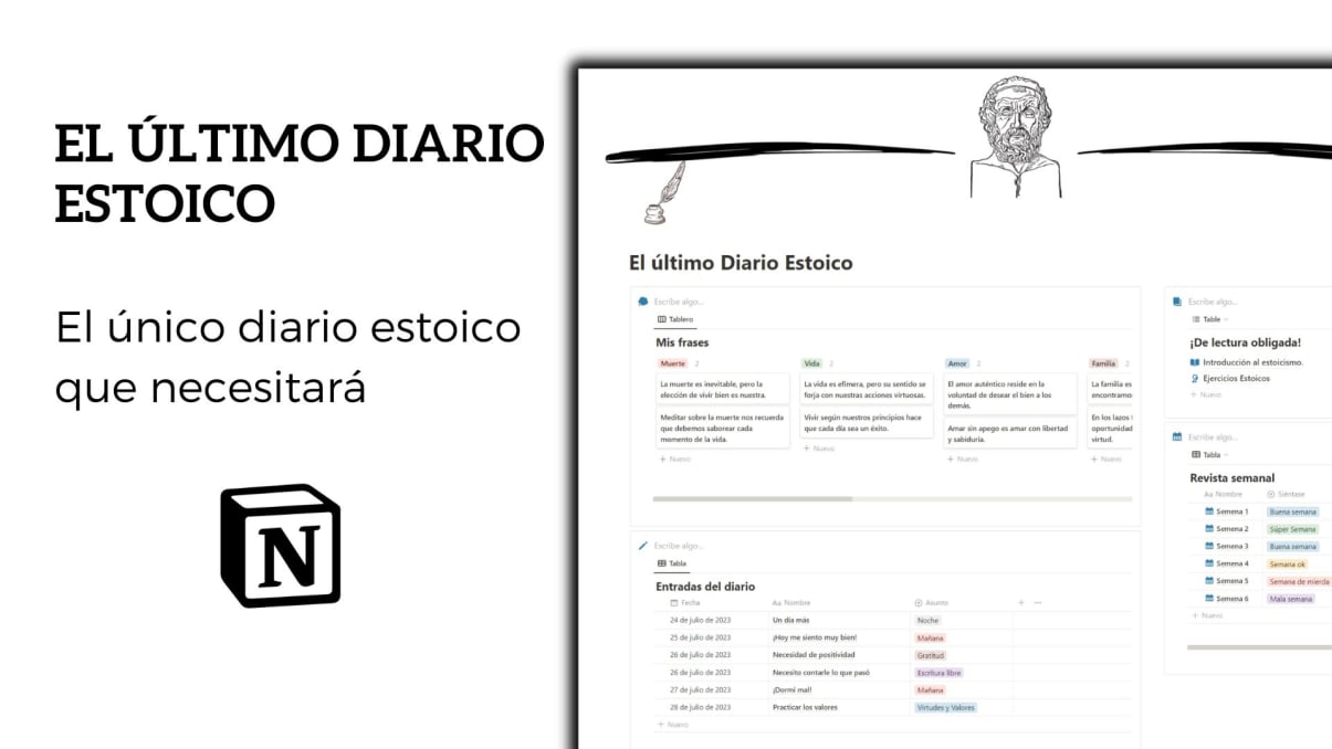 El último Diario Estoico | Prototion | Buy Notion Template