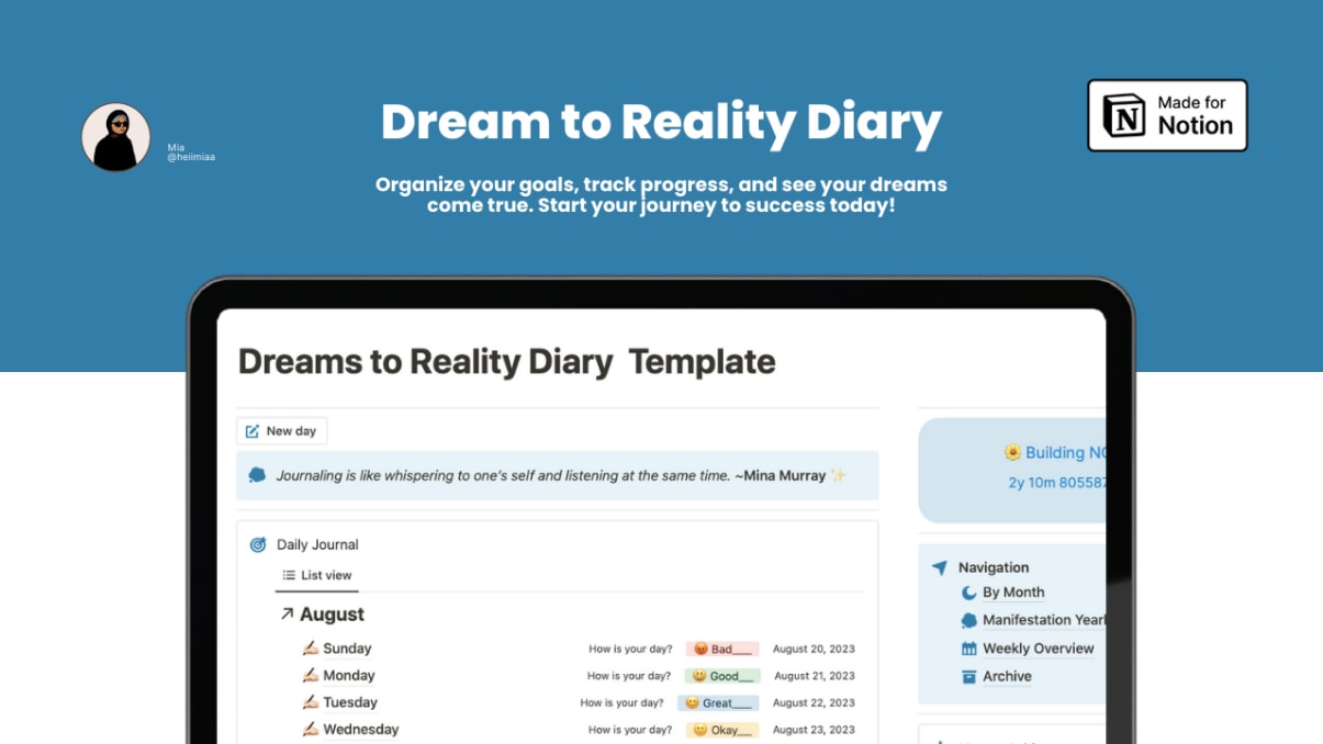 Dream to Reality Diary