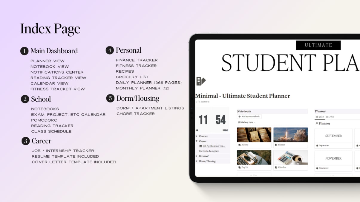 Ultimate Student Dashboard Notion Template [Minimal Theme]