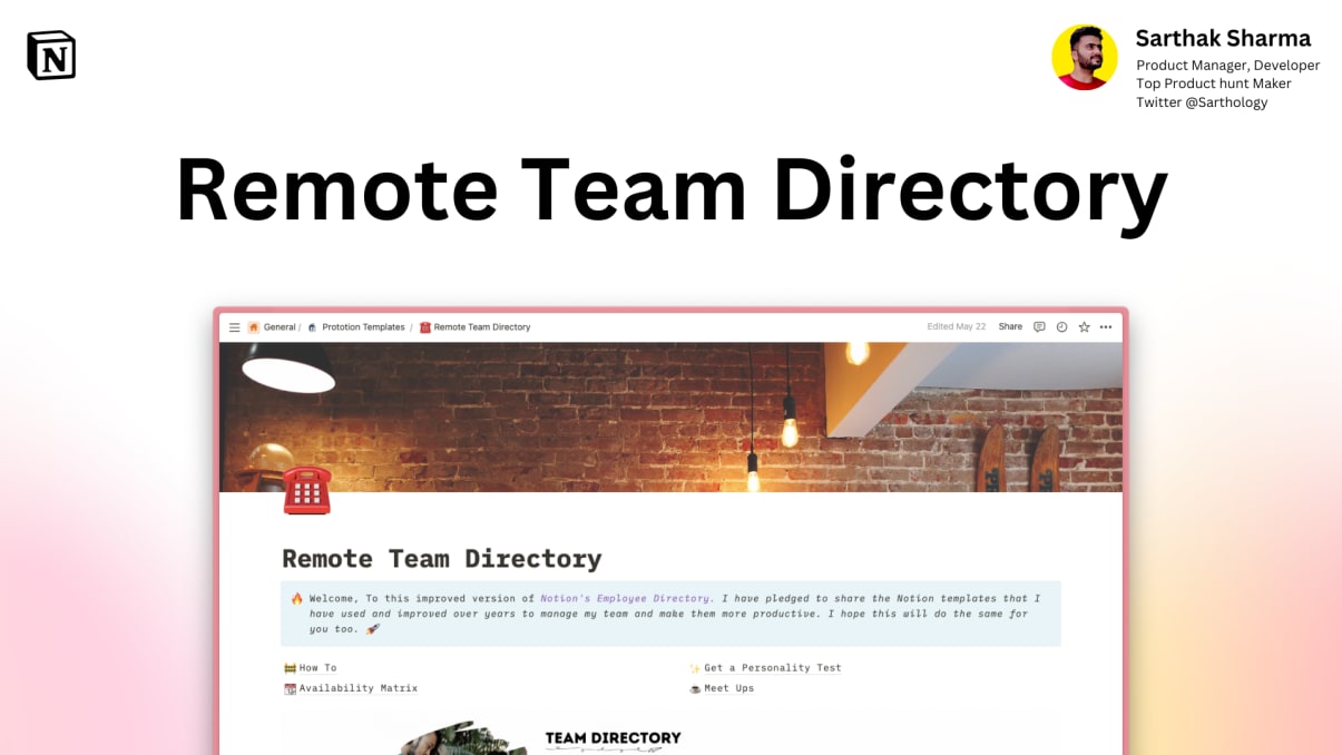 Remote Team Directory | Buy Template at Prototion