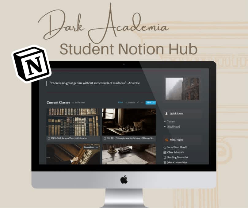 Dark Academia | Notion Template | Prototion