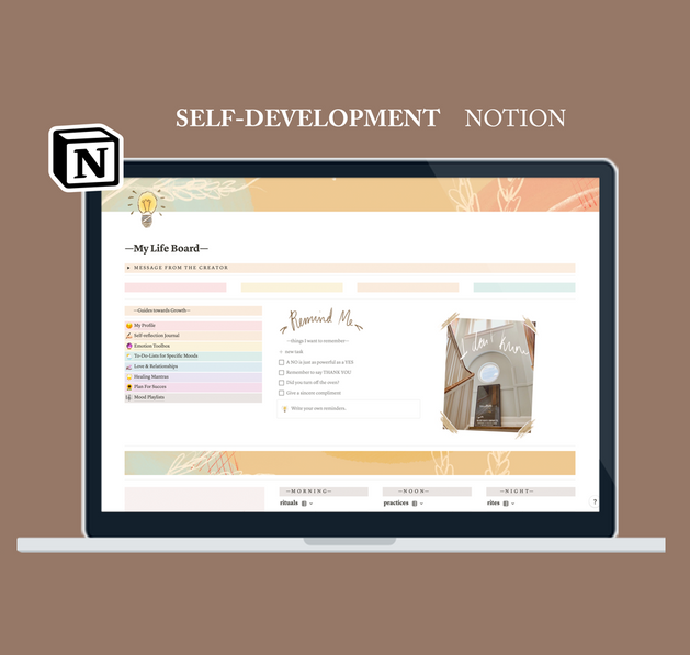 Self Development Aesthetic Notion Template