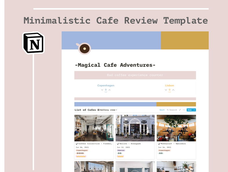 Cafe Review Minimalistic Notion Template