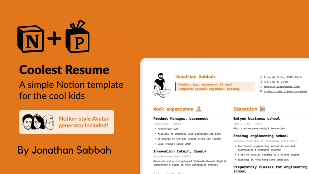 Coolest Resume CV - Notion Template