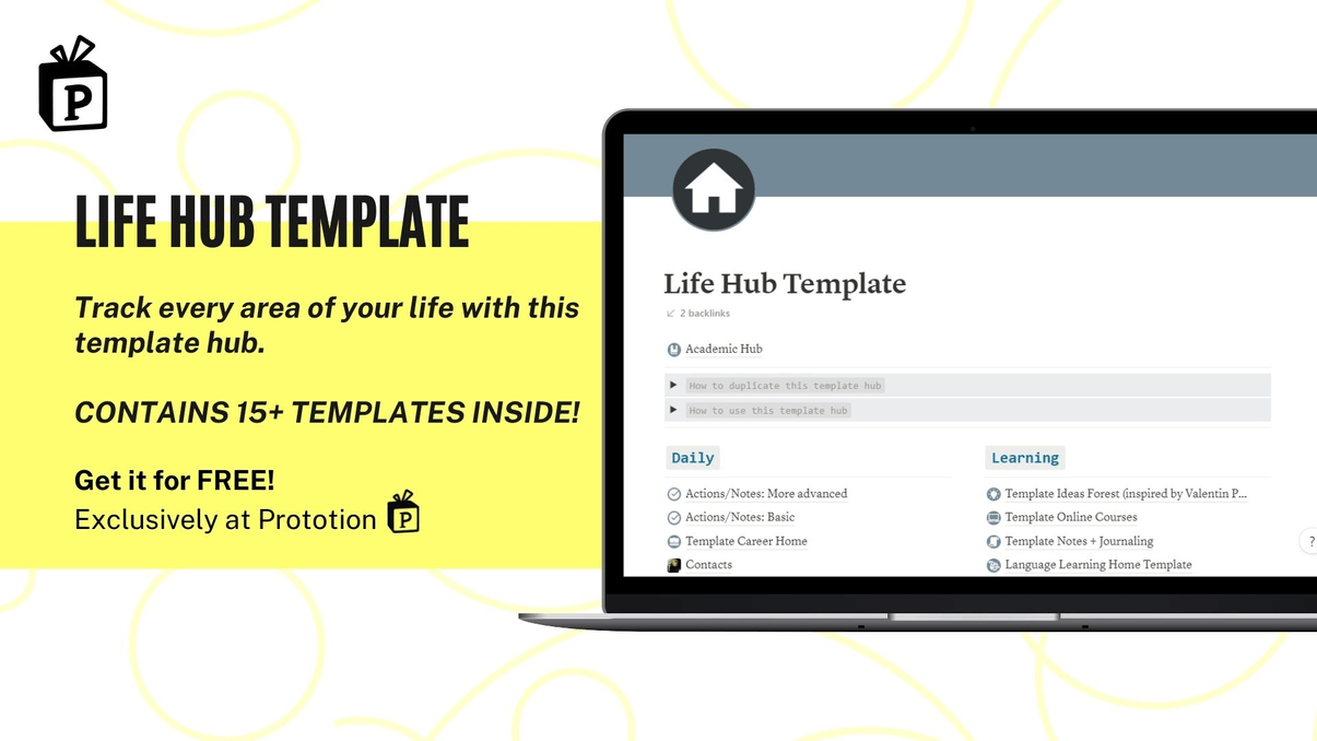 Life Hub Notion Template | Free Notion Template | Prototion