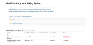 Note-taking system for Tracking Usability Study - UX Design