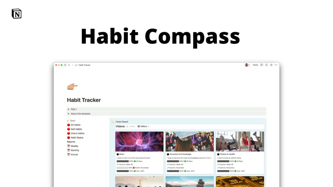 Habit Compass 2.0  (Track your Habits with Notion)