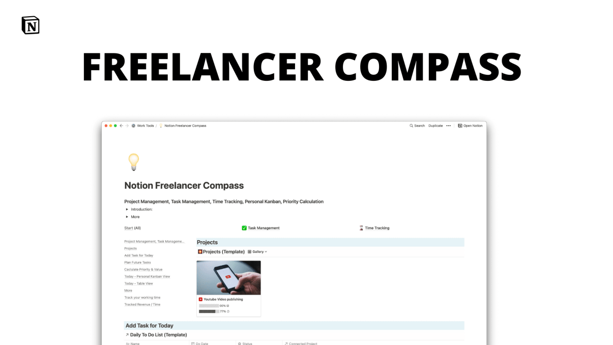 FREELANCER COMPASS | Notion Template | Prototion