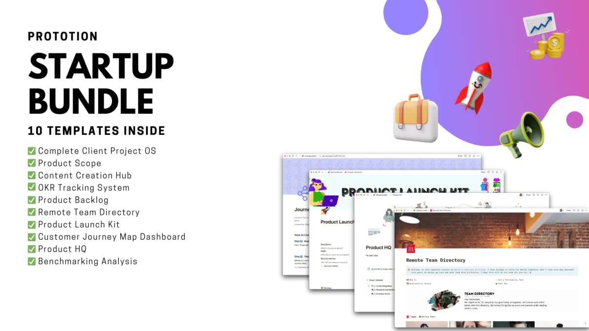 Notion Template Bundle for Startups