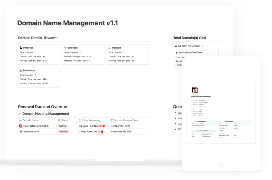 Domain Name Management - Notion Template