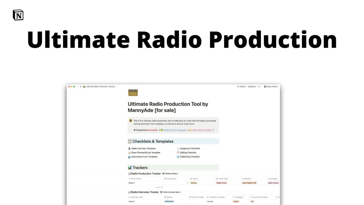 Ultimate Radio Production Tool by MannyAde