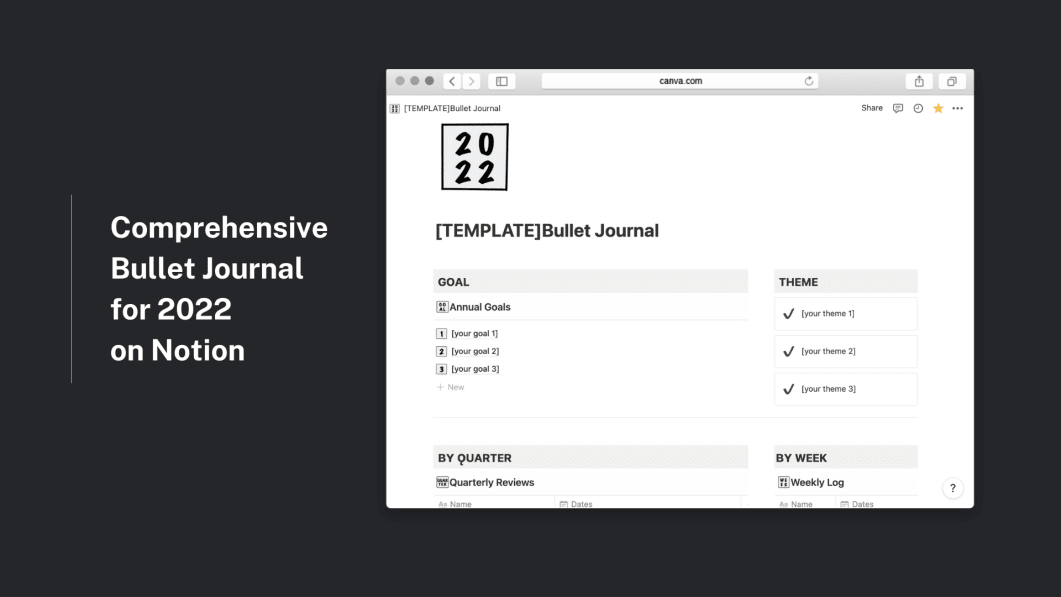 2022 Super Bullet Journal Notion Template