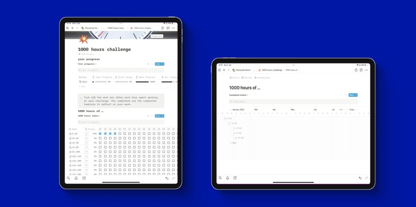 1000 hours challenge | Prototion | Buy Notion Template