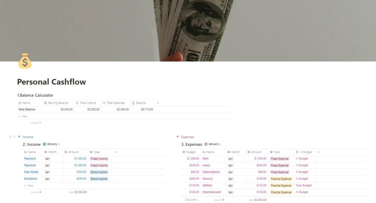 Personal Cash Flow | Prototion | Buy Notion Template