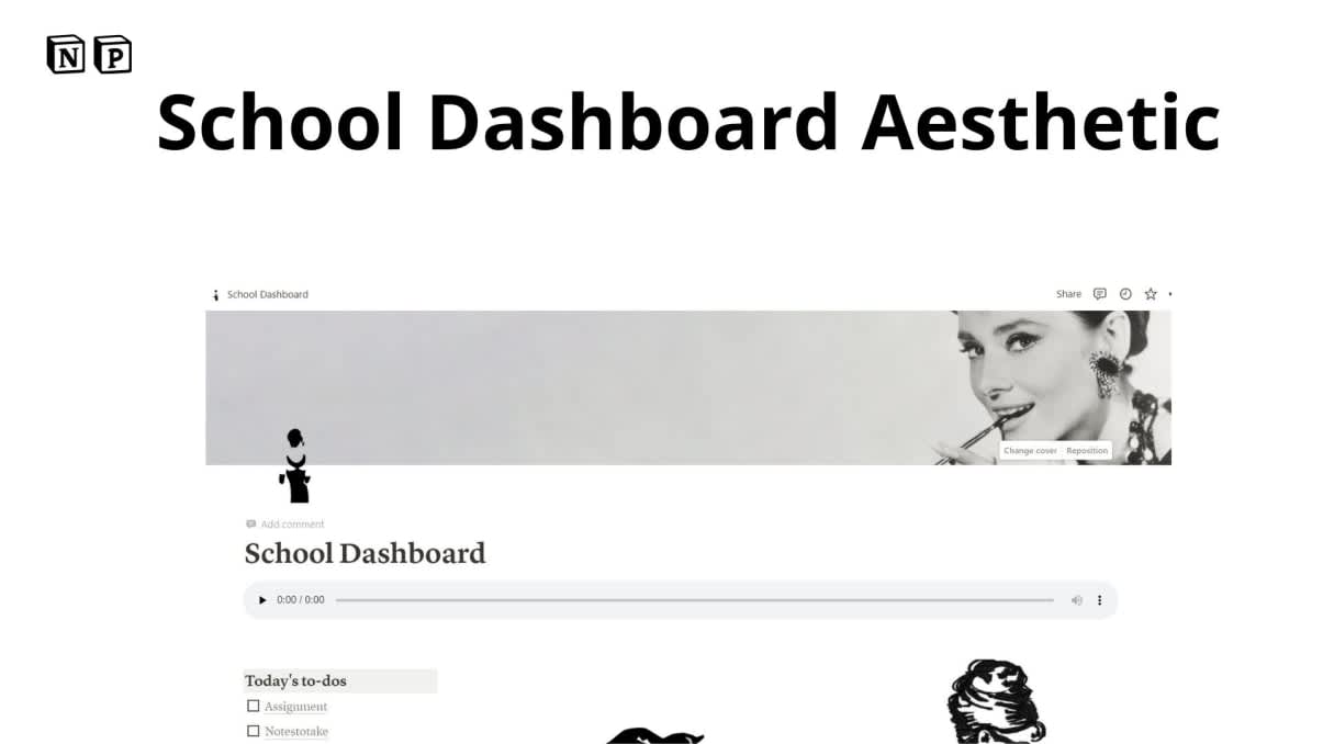 School Dashboard Aesthetic | Prototion | Buy Notion Template