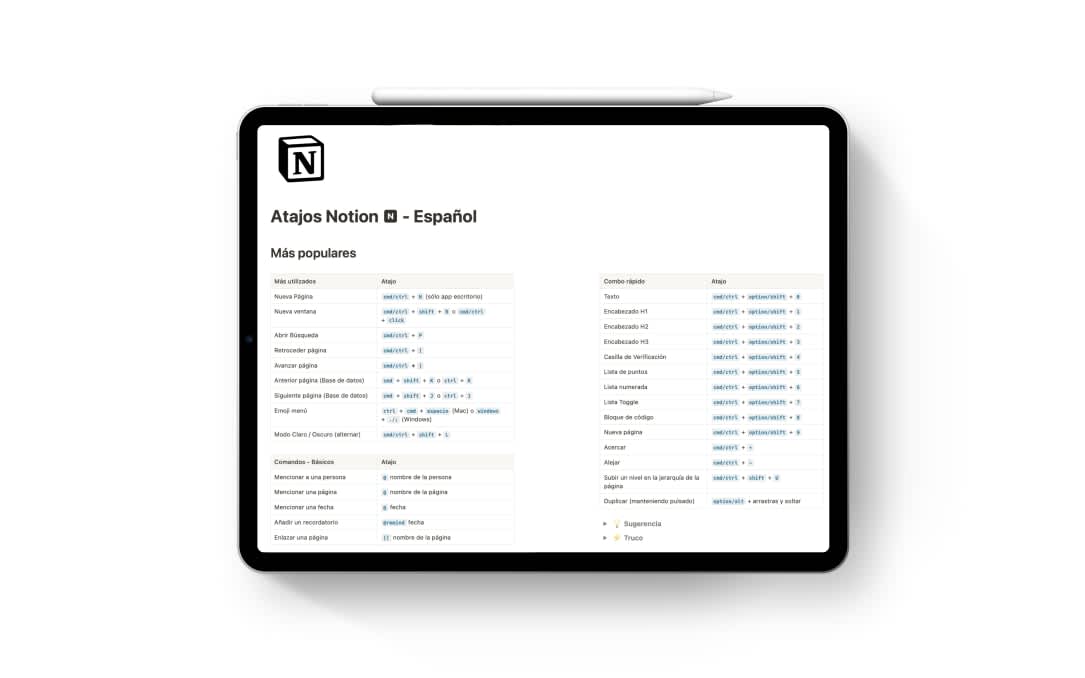 Atajos Notion en Español | Prototion | Buy Notion Template