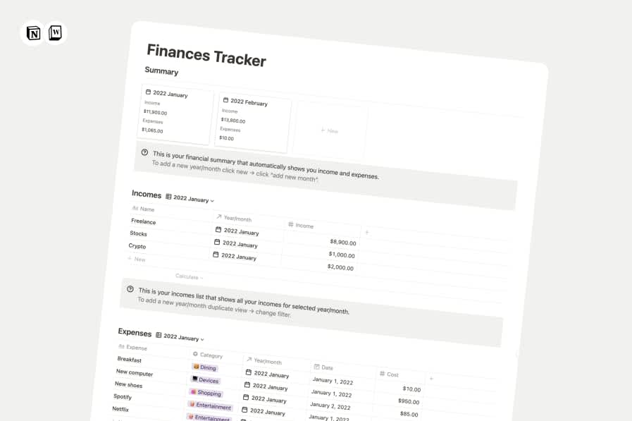 Notion Finances Tracker