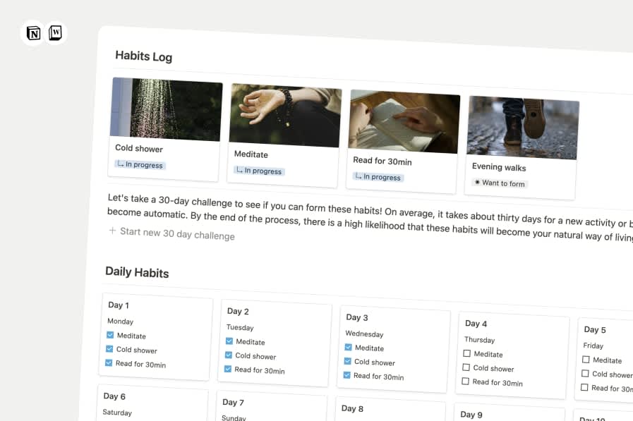 Notion Habit Tracker (30 day challenge)