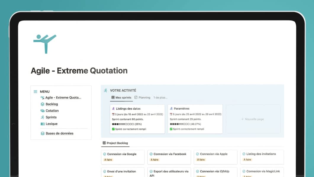 Notion Template - Méthode Agile et Extreme Quotation